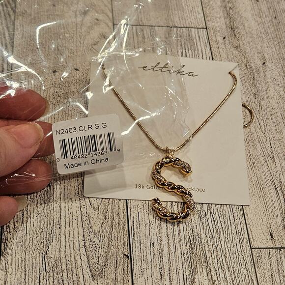 Ettika Women's 18K Gold-plated & Cubic Zirconia Initial S Pendant Necklace - Picture 5 of 6